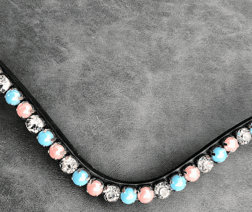 Pink/Blue Pearls with Grey Crystals