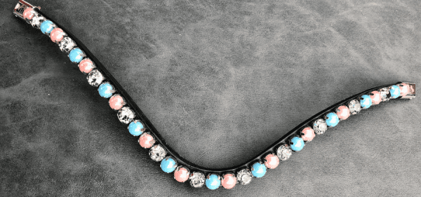 Pink/Blue Pearls with Grey Crystals